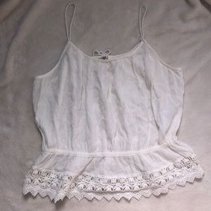 Cream Lace Boho tank top coverup